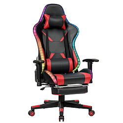 Decoshop26 Chaise gaming fauteuil de bureau hauteur ajustable et dossier inclinable repose pieds inclus rouge 20_0000395