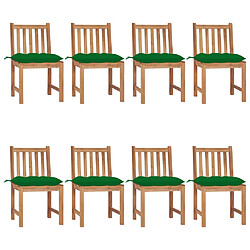 vidaXL Chaises de jardin lot de 8 avec coussins Bois de teck massif 