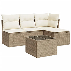 vidaXL Salon de jardin avec coussins 5 pcs beige résine tressée