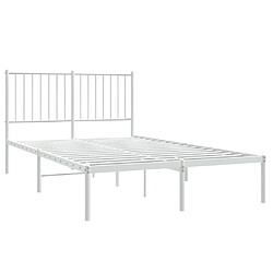 Acheter Maison Chic Lit adulte - Cadre de lit métal avec tête de lit pour chambre blanc 120x200 cm -MN63315