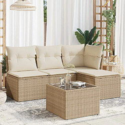 vidaXL Salon de jardin avec coussins 5 pcs beige résine tressée 