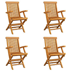 Maison Chic Lot de 4 Chaises pliables de jardin - Fauteuil d'extérieur Bois de teck solide -MN54810