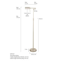 Acheter Lumière Lampadaire Intégré LED Acier Brossé, Verre Mat