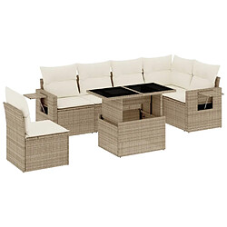 vidaXL Salon de jardin avec coussins 7 pcs beige résine tressée