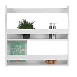 Homestyle4U Etagère murale suspendue en bois Blanc 64x60x16cm