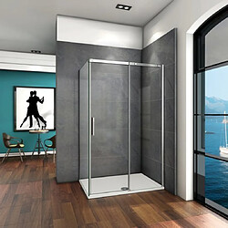 Cabine de douche 130x70x195cm porte de douche coulissante en verre anticalcaire avec une paroi de douche de 70cm