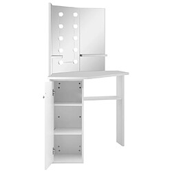 Avis Helloshop26 Coiffeuse d'angle table de maquillage lumière led 111 x 54 x 141,5 cm blanc clair 02_0006335