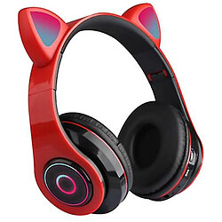 Universal Casque pour chat sans fil casque Bluetooth casque LED casque pour enfants filles (rouge) 