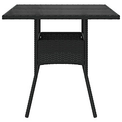 Acheter vidaXL Table de jardin dessus en verre noir 80x80x75 cm résine tressée