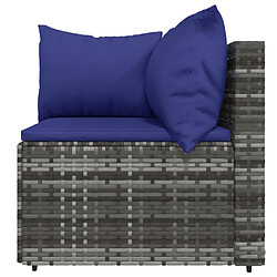 Acheter vidaXL Salon de jardin 4 pcs avec coussins Gris Résine tressée