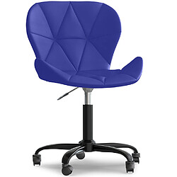 ICONIK INTERIOR Chaise de bureau avec roulettes - Chaise pivotante de bureau - Revêtement en similicuir - Structure noire Wito Bleu