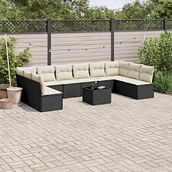 Maison Chic Salon de jardin 11 pcs avec coussins, Ensemble Tables et chaises d'extérieur noir résine tressée -GKD998838