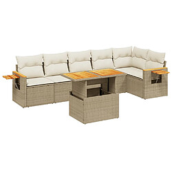 vidaXL Salon de jardin avec coussins 7 pcs beige résine tressée