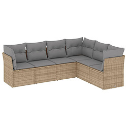 vidaXL Salon de jardin avec coussins 6 pcs beige résine tressée