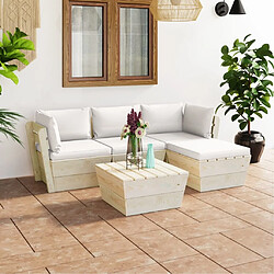 Maison Chic Salon de jardin palette 5 pcs avec coussins - Table et chaises d'extérieur - Mobilier/Meubles de jardin Moderne épicéa imprégné -MN97524