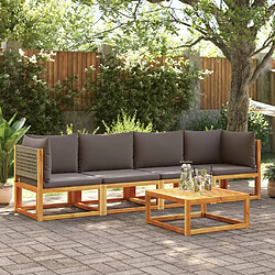 vidaXL Salon de jardin avec coussins 4 pcs bois d'acacia massif