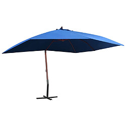 vidaXL Parasol suspendu avec mât en bois 400x300 cm Bleu 