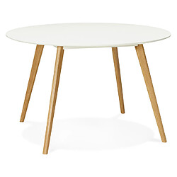 Alterego Table de cuisine ronde 'AMY' blanche style scandinave - Ø 120 cm