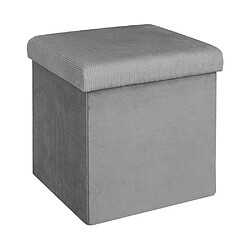 The Home Deco Factory Pouf coffre de rangement velours côtelé Giullia gris souris.