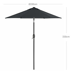 Helloshop26 Parasol de jardin 2 m ombrelle protection UPF 50+ mât et baleines en métal inclinable socle non inclus pour jardin balcon terrasse extérieur piscine plage gris 12_0001776