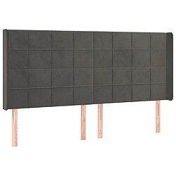 Avis Maison Chic Tête de lit scandinave à LED,meuble de chambre Gris foncé 203x16x118/128 cm Velours -MN76308