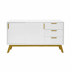 Mes Buffet 2 portes coulissantes 3 tiroirs 100x40x75 cm blanc - KUNDA 