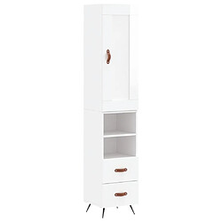 Maison Chic Buffet,Meuble de Rangement,commode pour salon,Cuisine Blanc brillant 34,5x34x180 cm Bois d'ingénierie -MN46193