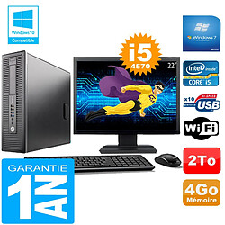 PC HP EliteDesk 800 G1 SFF Core I5-4570 4Go Disque 2 To Wifi W7 Ecran 22" · Occasion 