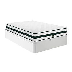 Vente-Unique Ensemble 160 x 200 cm sommier coffre blanc + matelas naturel ressorts ensachés 5 zones ép.24cm - AGATHE de NATUREA 