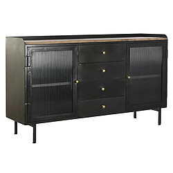 Pegane Buffet Meuble de rangement en bois de manguier et métal coloris noir - Longueur 145 x Hauteur 85 x Profondeur 40 cm 