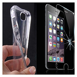 COQUE SILICONE TRANSPARENTE + FILM VERRE TREMPE POUR IPHONE 8 