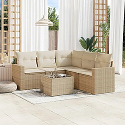 vidaXL Salon de jardin avec coussins 6 pcs beige résine tressée 