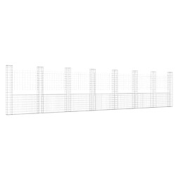 vidaXL Panier de gabion en forme de U avec 8 poteaux Fer 860x20x200 cm