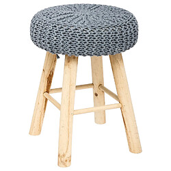 Atmosphera, Createur D'Interieur Tabouret assise tricot Suzette - H. 43 cm - Gris