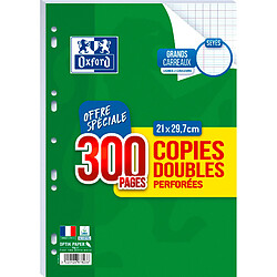 Oxford Lot de 300 Copies doubles perforées Grands Carreaux 90gr A4