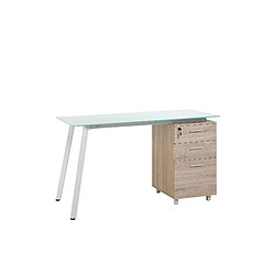 Beliani Bureau blanc/bois 130 x 60 cm MONTEVIDEO