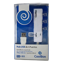 Hub USB 3 Ports CoolBox COO-H413 Blanc Noir