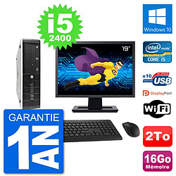 PC HP 8300 Elite SFF Ecran 19" Intel i5-2400 RAM 16Go Disque 2To Windows 10 Wifi - Occasion