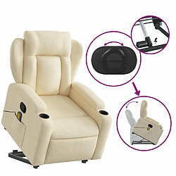 Maison Chic Fauteuil Relax pour salon, Fauteuil inclinable de massage Crème Tissu -GKD95103 pas cher