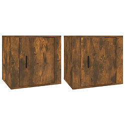 Maison Chic Lot de 2 Tables de chevet,Table de nuit,Table d'appoint pour salon Chêne fumé 50x39x47 cm -MN23191