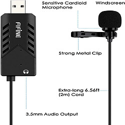 Microphone à revers USB Lavalier, micro d'ordinateur à condensateur cardioïde à clipser Microphone USB Plug and Play avec carte son