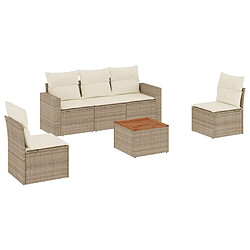 vidaXL Salon de jardin avec coussins 6 pcs beige résine tressée