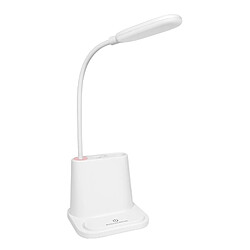 Wewoo Lampe de bureau à DEL avec chargeur téléphone et porte-stylo, lumière blanche blanc chaud, nuit à deux modes, support sortie USB (blanc)