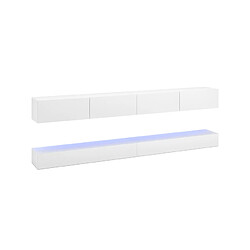 VIVALDI Meuble TV - FLY DOUBLE - 280 cm - blanc mat / blanc brillant +LED - style moderne