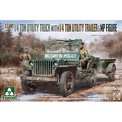 Takom Maquette Voiture Maquette Camion 1/4 Ton Utility Truck With 1/4 Ton Utility Trailer & Mp Figure 