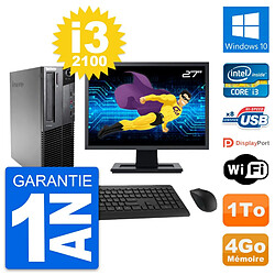 PC Lenovo M82 SFF Ecran 27" Intel i3-2100 RAM 4Go Disque Dur 1To Windows 10 Wifi · Occasion 