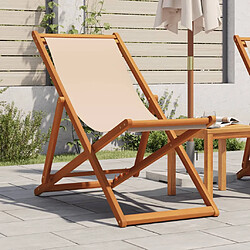 vidaXL Chaise pliable de plage beige bois massif d'eucalyptus et tissu