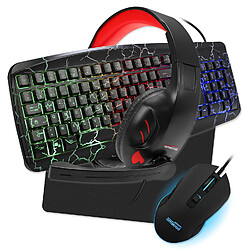 Pack Pro Gamer AMSTRAD WARRIORS 5 pièces: Clavier, Souris & tapis, Casque & adaptateur. Retro-éclairage RVB. AZERTY & USB