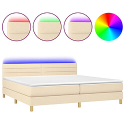 Sommier à lattes,Cadre à lattes de lit et matelas et LED pour Adulte Crème 200x200cm Tissu -MN83984