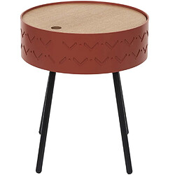 The Home Deco Factory Table d'appoint avec coffre intégré Eugénie rouge brique.